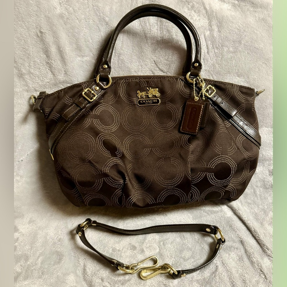 Vintage Coach Dark Brown Satchel with Gold Accents